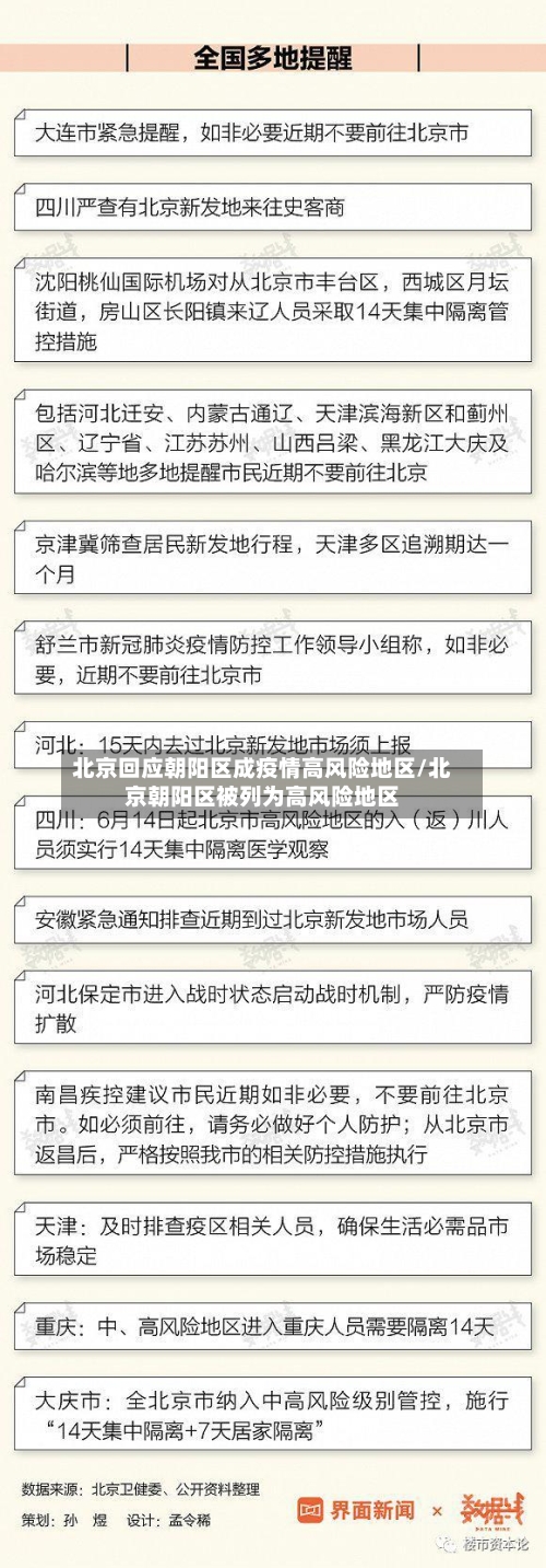 北京回应朝阳区成疫情高风险地区/北京朝阳区被列为高风险地区